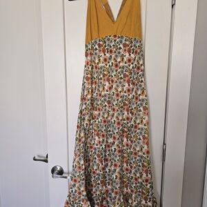 Floral Maxi Dress with Mustard Top